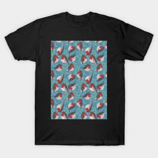 Robins-Christmas-blue-winter T-Shirt